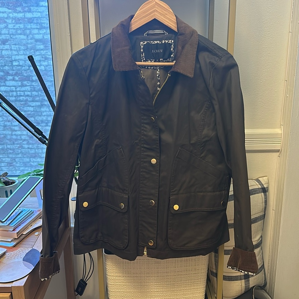JCrew dark olive brown barn coat size M